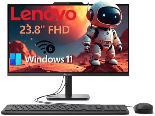 Lenovo 23.8″ Intel 4-Core 8GB 256GB SSD All-in-One Desktop Computer | FHD AIO Display, WiFi 6, Windows 11, 2026 Edition, Home Office, Everyday Tasks
