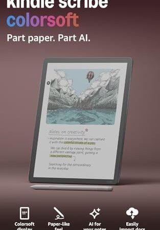 Amazon Kindle Scribe Colorsoft 64GB (newest model) — 11” paper-like color display with front light — One notebook to replace them all — Write in notebooks, docs, and books. Pen included – Graphite