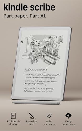 Amazon Kindle Scribe 32GB (newest model) — 11” paper-like display with front light — One notebook to replace them all — Write in notebooks, documents, and books. Includes Premium Pen – Graphite